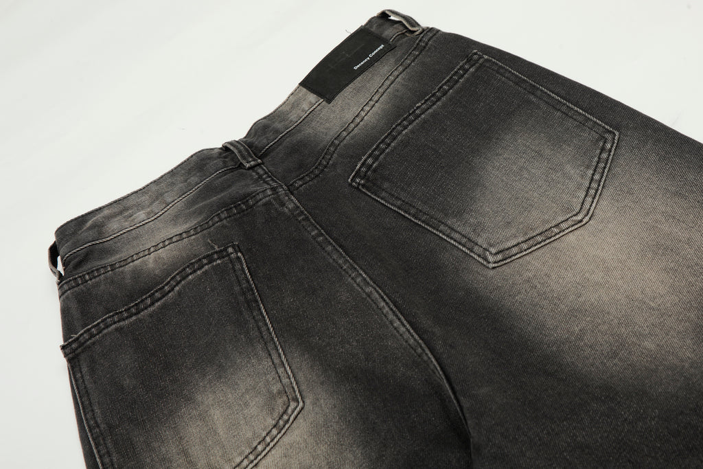 DONOTLOGO Urban Heritage Collection | Unisex Oversized Cat Whisker Denim | Retro Aesthetic High-Rise Wide-Leg Bottoms with Authentic Fade Detail