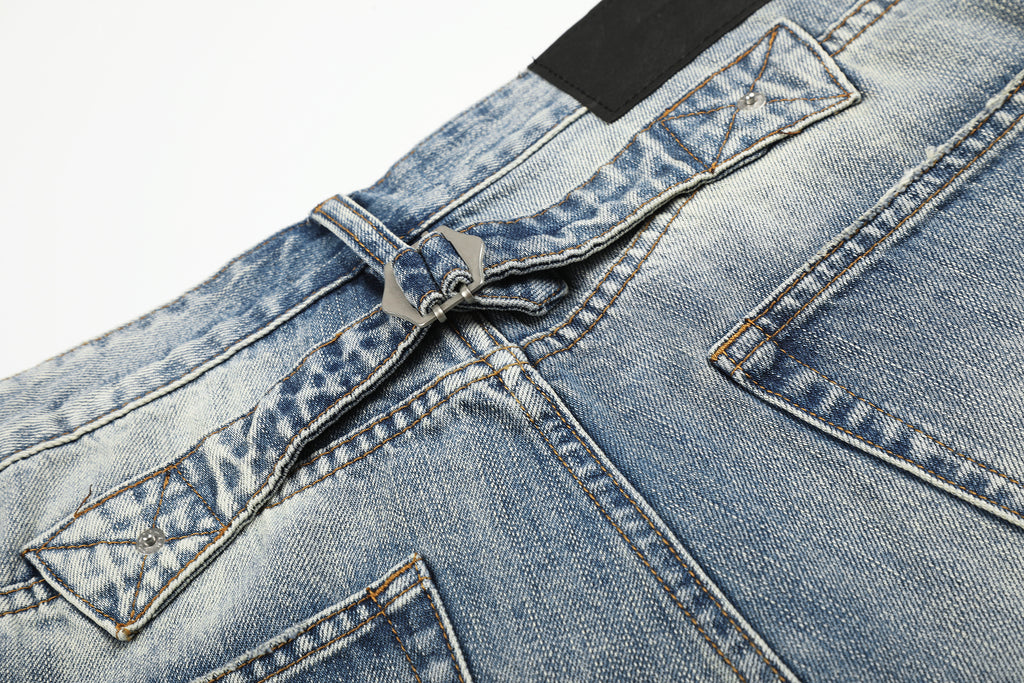 DONOTLOGO Urban Heritage Collection | Unisex Oversized Cropped Denim | Retro Aesthetic High-Rise Wide-Leg Bottoms with Authentic Fade Detail