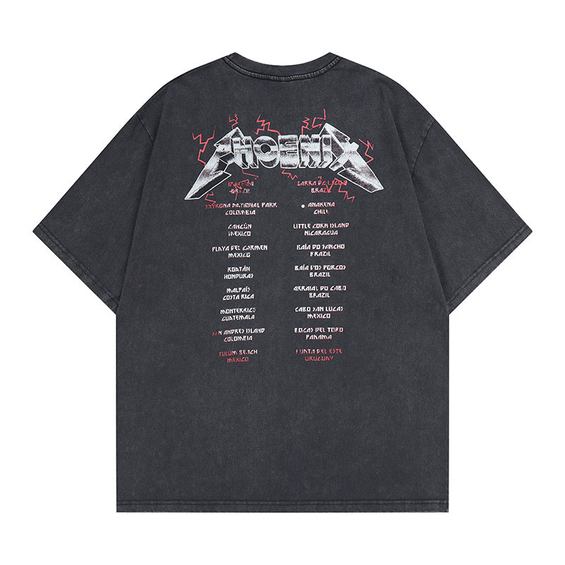 DONOTLOGO Deconstructed "Cyberpunk Let's Rock" Graphic Tee - Unisex Vintage Washed Streetwear T-Shirt - Edgy Oversized Top with Retro Punk Aesthetic