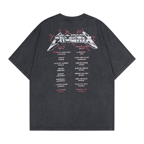 DONOTLOGO Deconstructed "Cyberpunk Let's Rock" Graphic Tee - Unisex Vintage Washed Streetwear T-Shirt - Edgy Oversized Top with Retro Punk Aesthetic