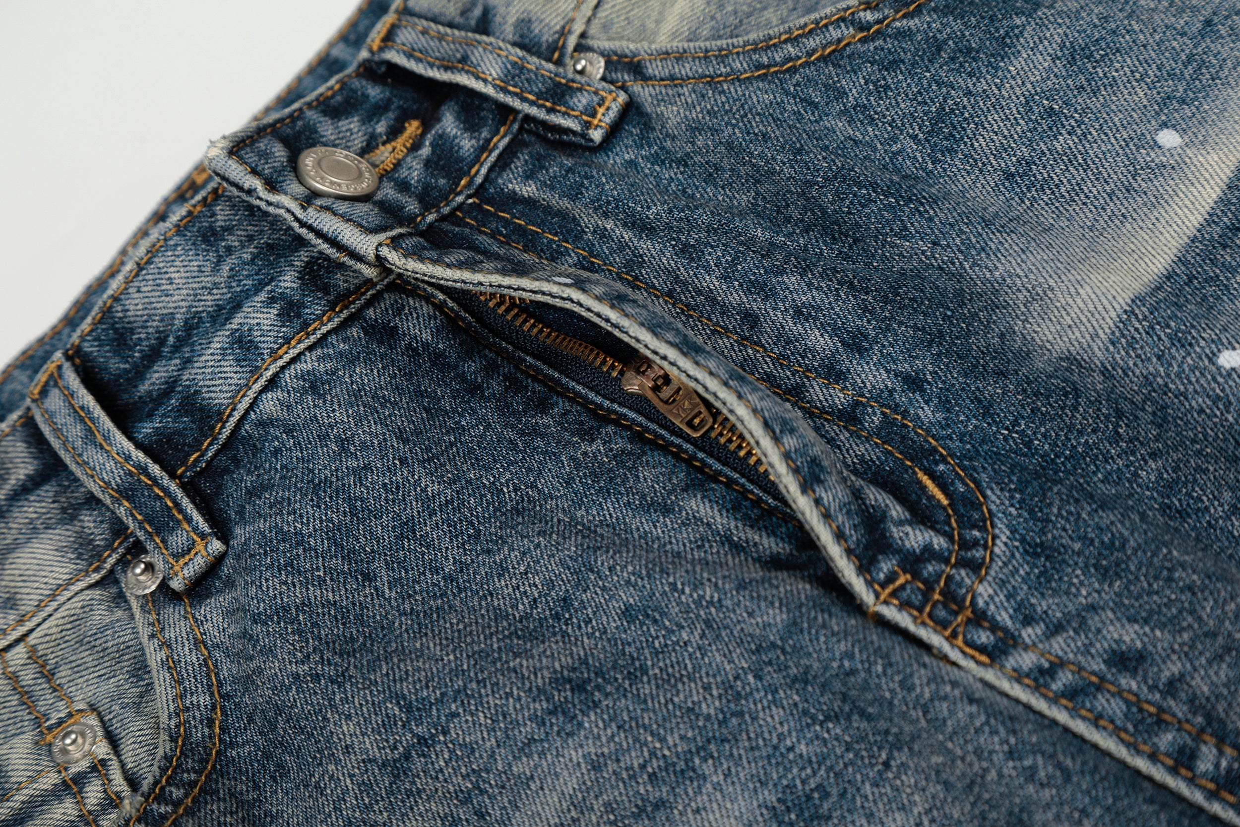 DONOTLOGO Urban Heritage Collection | Unisex Oversized Washed Denim | Retro Aesthetic High-Rise Wide-Leg Bottoms with Authentic Cat Whisker & Splatter Detail