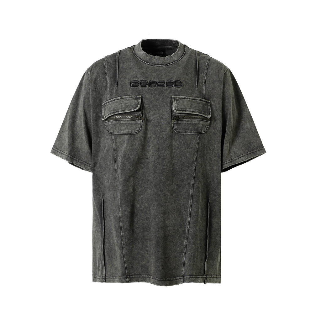 DONOTLOGO Urban Utility Collection | Unisex Relaxed Fit Tee | Bold Zippered Pocket Detail & Embossed Branding with Heavyweight Cotton Fabric