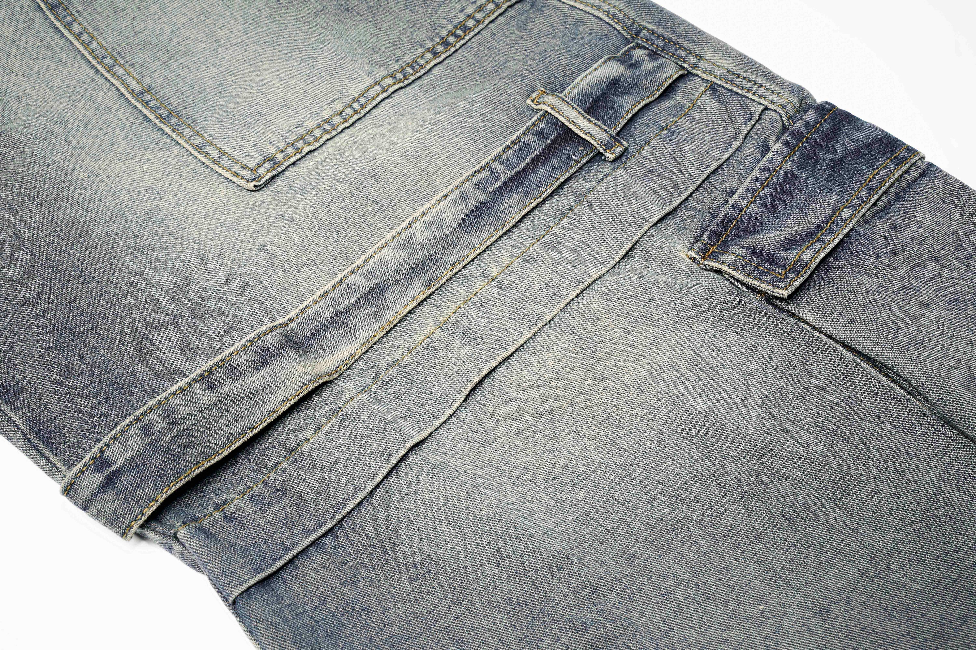 DONOTLOGO Deconstructed Arc Seam Denim - Oversized Patchwork Cargo Pants with Distressed Wash - Avant-Garde Wide Leg Trousers for Men