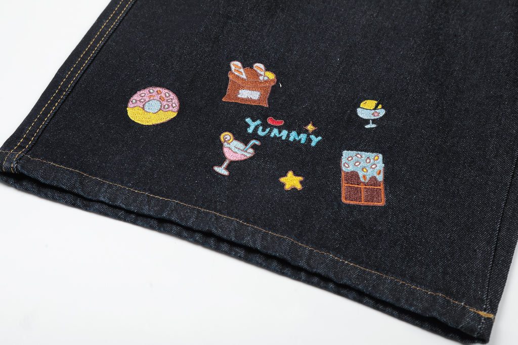 Unisex Cartoon Embroidered Denim