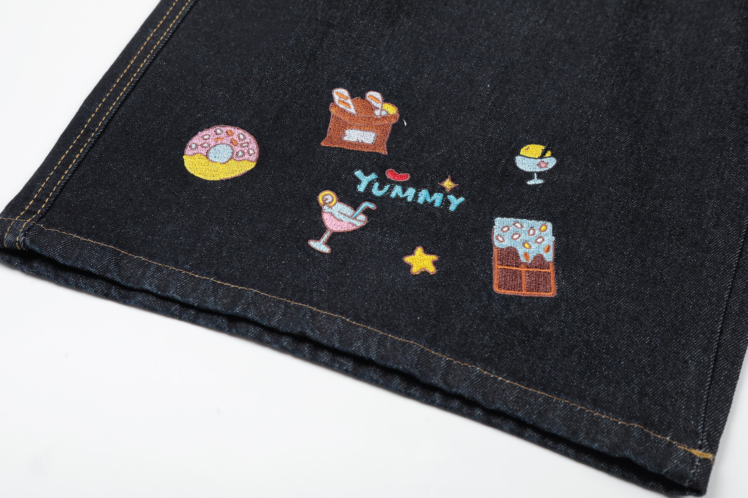 Unisex Cartoon Embroidered Denim