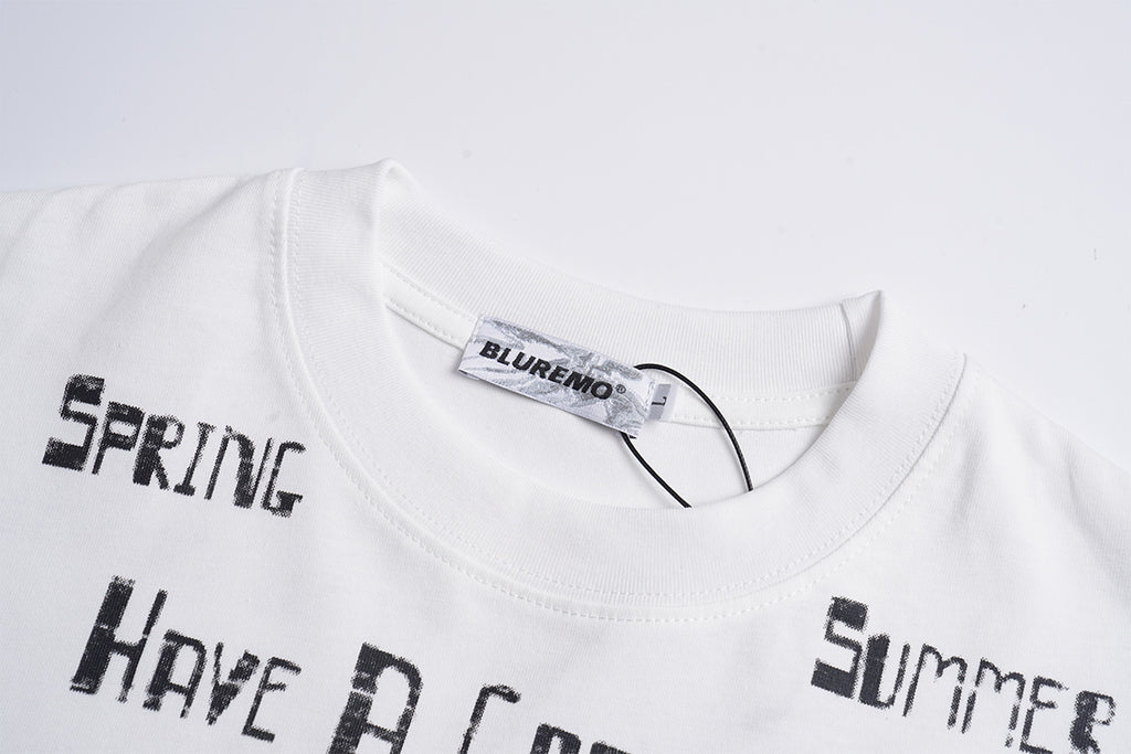Unisex Summer Streetwear Short-Sleeve T-Shirt with Glossy Letter Print