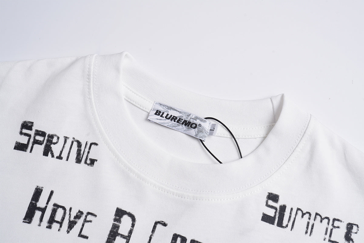 Unisex Summer Streetwear Short-Sleeve T-Shirt with Glossy Letter Print