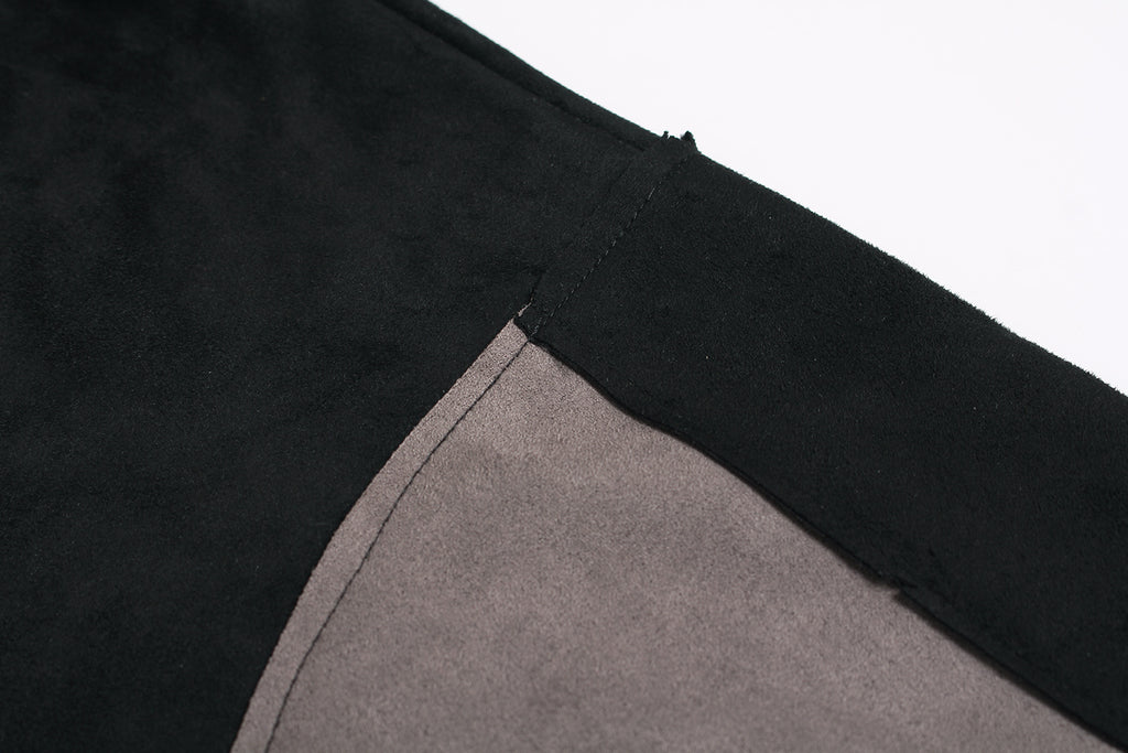 Unisex Suede Patchwork Hoodie