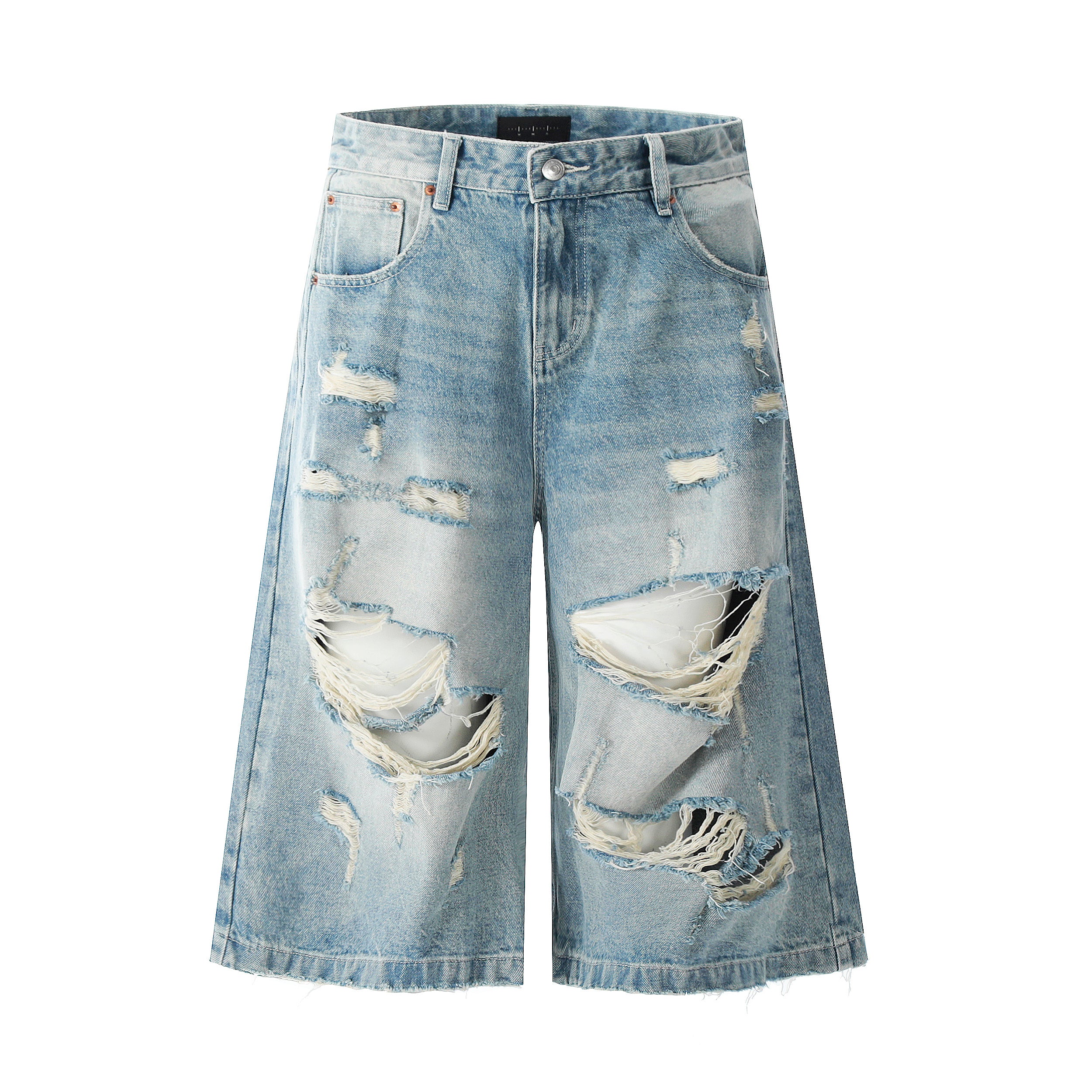 DONOTLOGO Urban Heritage Collection | Unisex Oversized Cropped Denim | Retro Aesthetic High-Rise Wide-Leg Bottoms with Authentic Fade Detail
