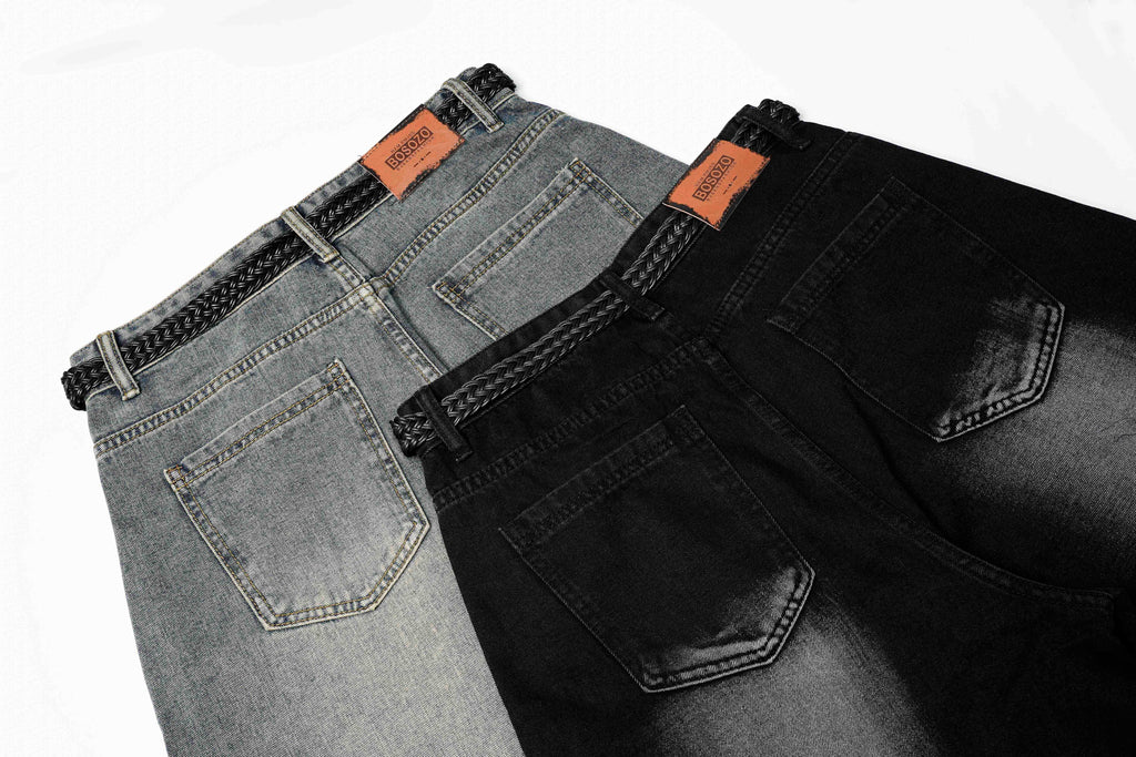 DONOTLOGO Deconstructed Arc Seam Denim - Oversized Patchwork Cargo Pants with Distressed Wash - Avant-Garde Wide Leg Trousers for Men