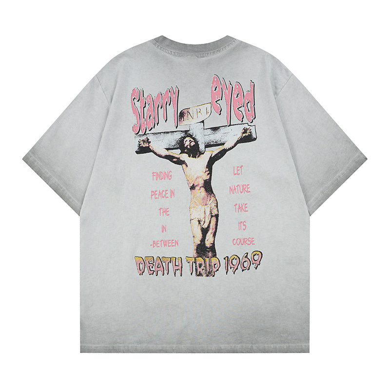 DONOTLOGO Deconstructed "BREAK A LEG" Tee - Unisex Vintage Washed Graphic T-Shirt - Edgy Streetwear Aesthetic Oversized Top