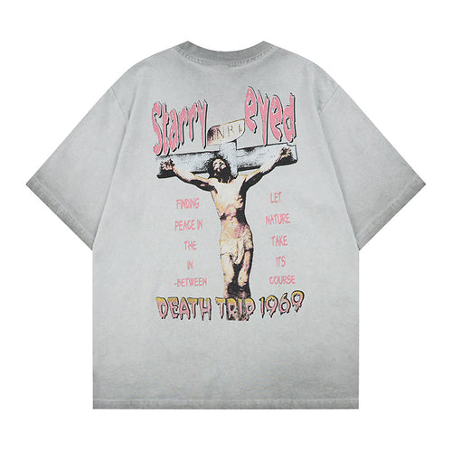DONOTLOGO Deconstructed "BREAK A LEG" Tee - Unisex Vintage Washed Graphic T-Shirt - Edgy Streetwear Aesthetic Oversized Top