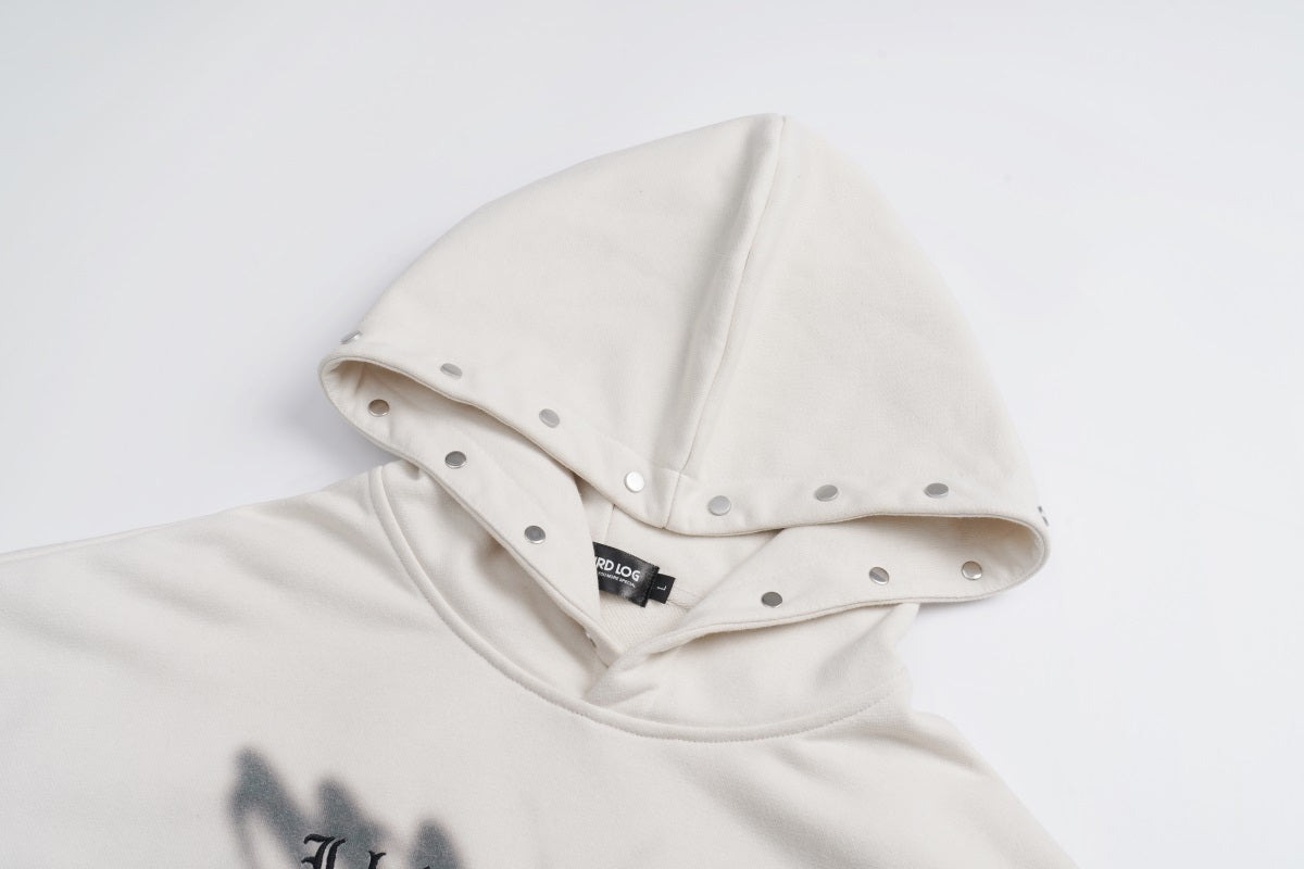 Unisex Streetwear Hip-Hop Letter Graphic Hoodie with Studs