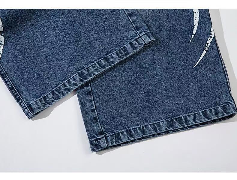 DONOTLOGO "Totem Fade" Baggy Denim - American High-Street Wide Leg Jeans with Distressed Tribal Print - Statement Streetwear Pants