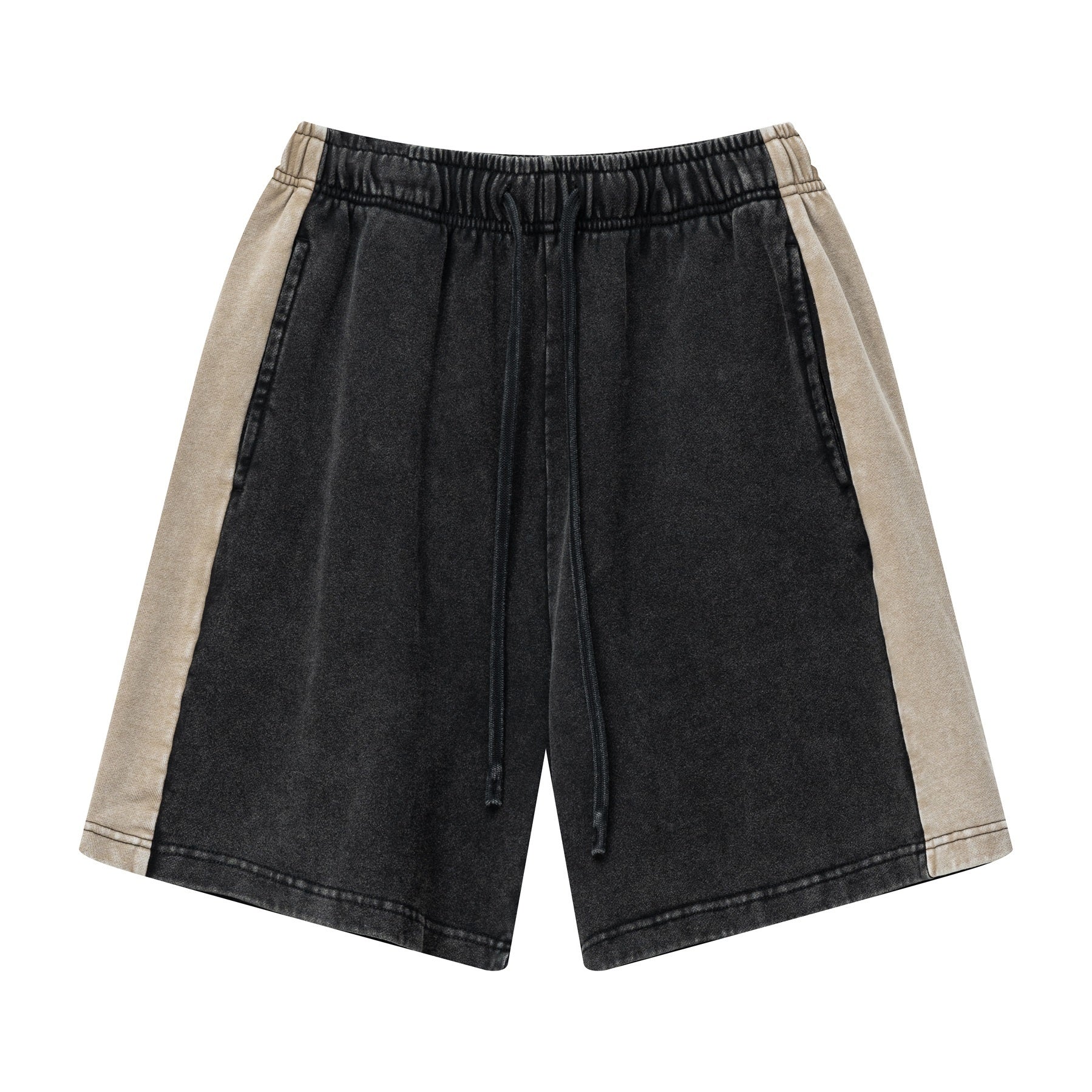 DONOTLOGO Unisex Vintage Colorblock Shorts | Snow-Washed, Side Webbing Detail | Loose Fit Summer Streetwear, 3 Colors