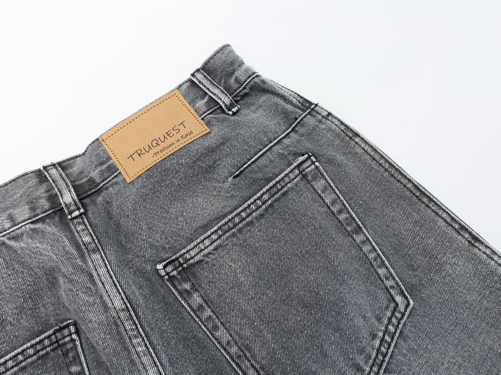 DONOTLOGO Oversized Grey Wash Denim Jeans - Unisex Baggy Trousers with Asymmetrical Seam Design - Edgy Streetwear Bottom with Wide Leg Silhouette & Raw Hem