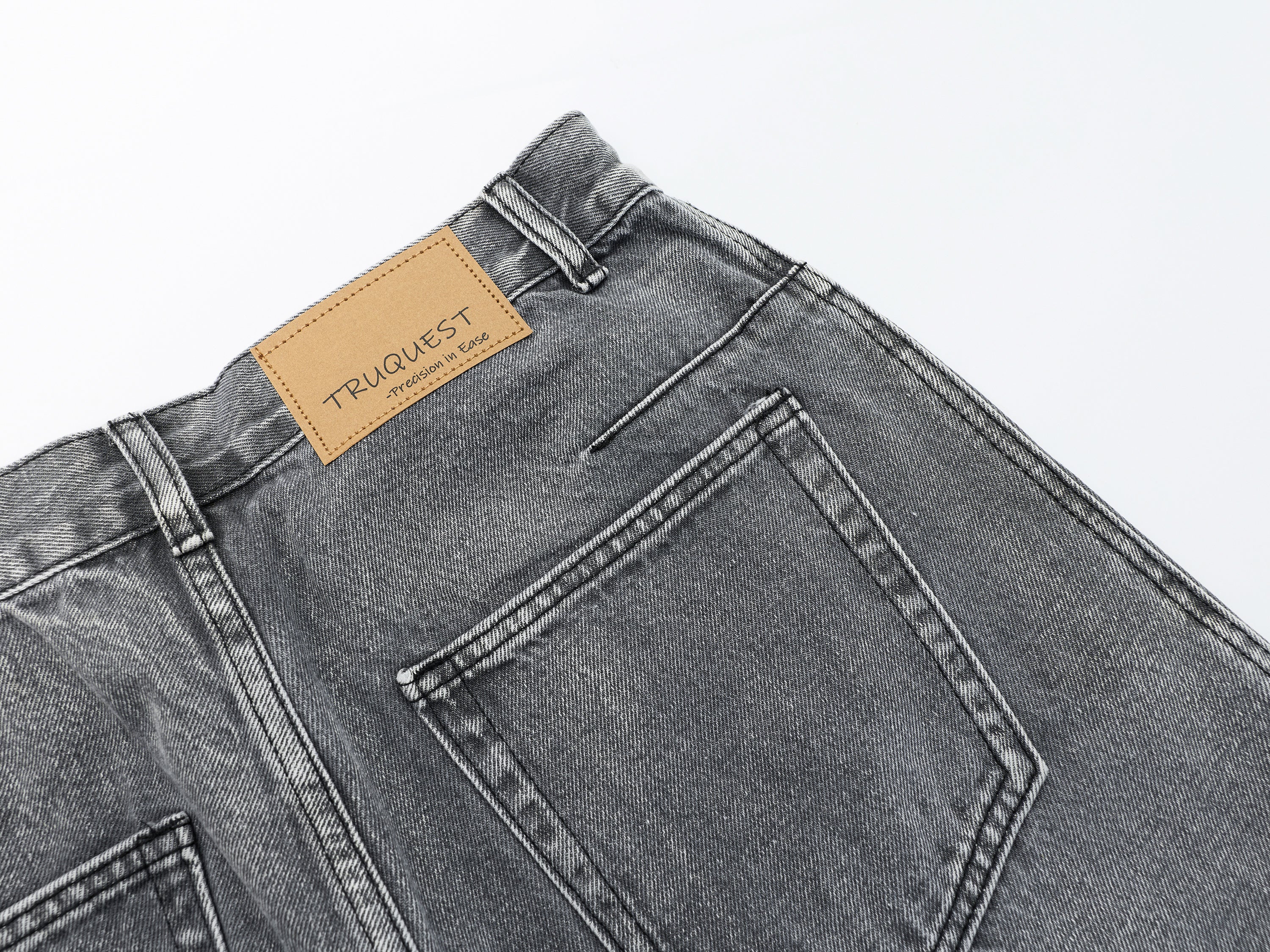 DONOTLOGO Oversized Grey Wash Denim Jeans - Unisex Baggy Trousers with Asymmetrical Seam Design - Edgy Streetwear Bottom with Wide Leg Silhouette & Raw Hem