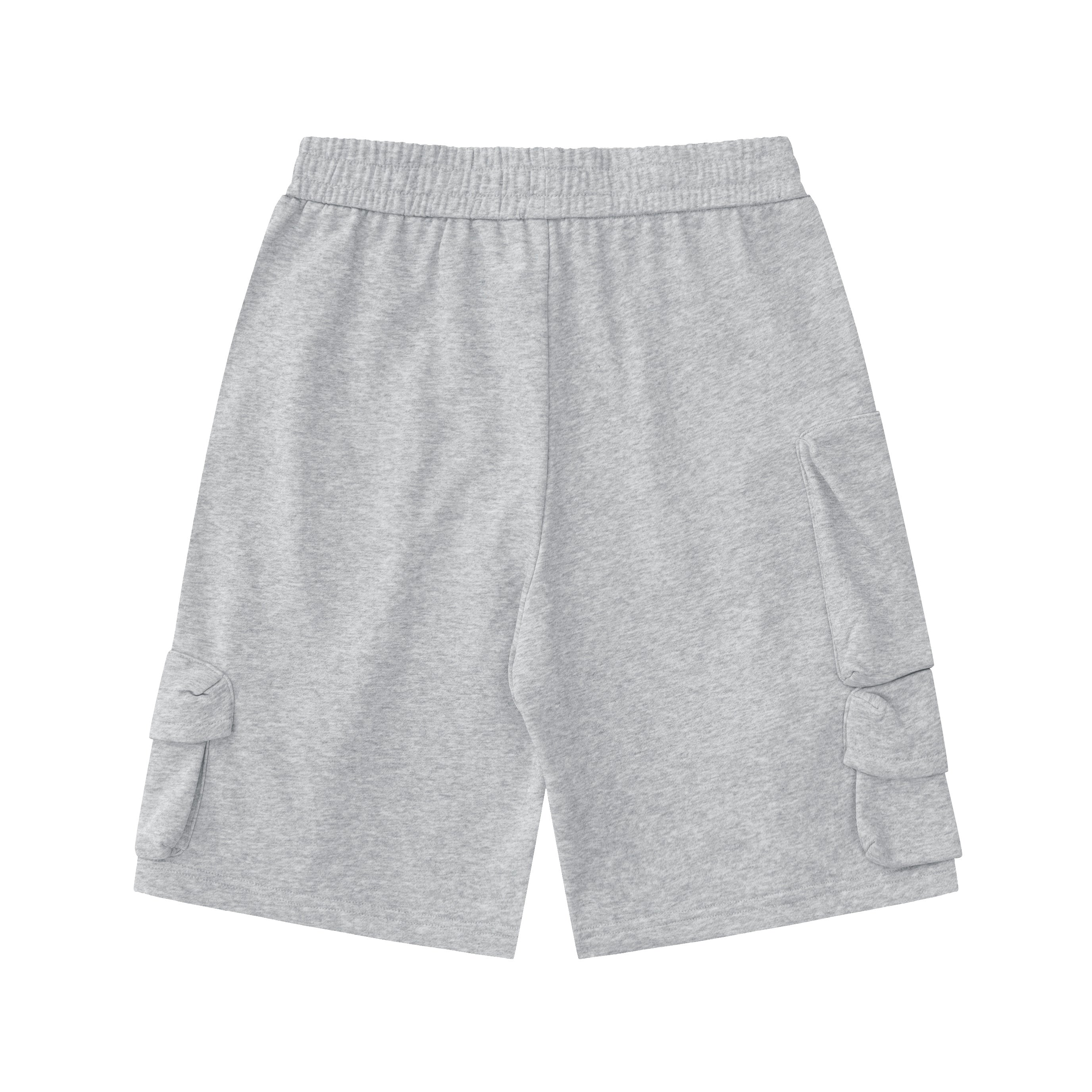 DONOTLOGO Oversized Grey Utility Shorts | Unisex Drawstring Cargo Capris | Streetwear Baggy Sweatshorts with Zipper Detail