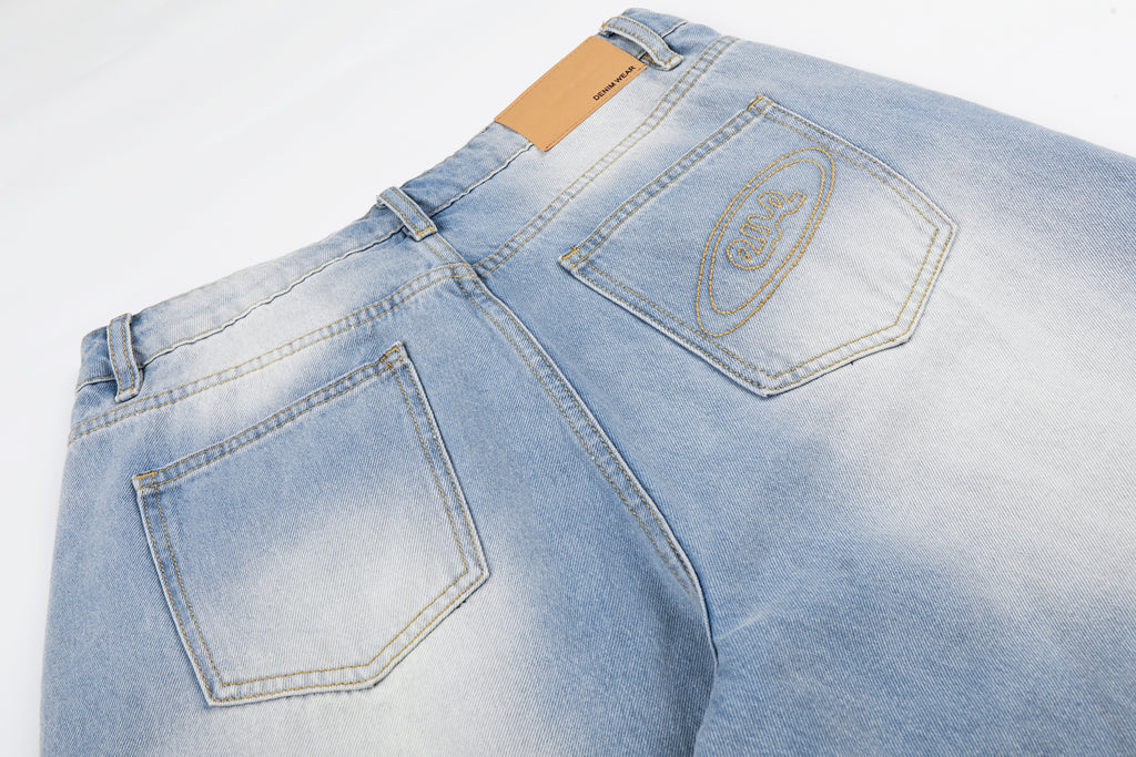 DONOTLOGO Urban Streetwear Collection | Unisex Relaxed Fit Denim Shorts | Bold Ripped Motif & Drawstring Detail with Classic Cotton Denim Fabric