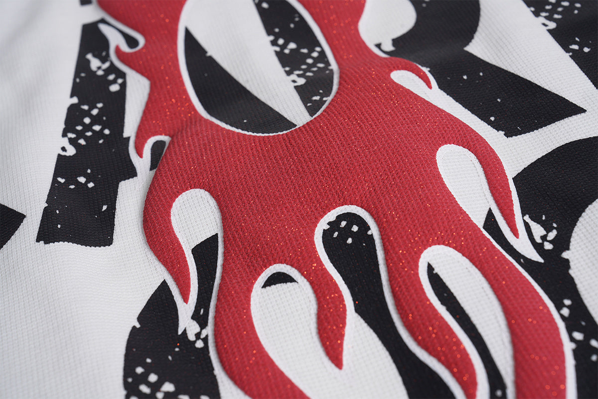 Unisex Arrival Casual Vintage 3D Flame Letter Print Unisex Crewneck Sweatshirt