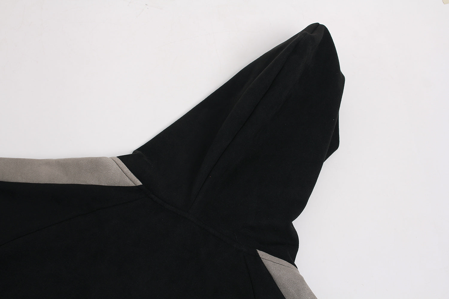 Unisex Vintage Patchwork Zip-Up Hoodie