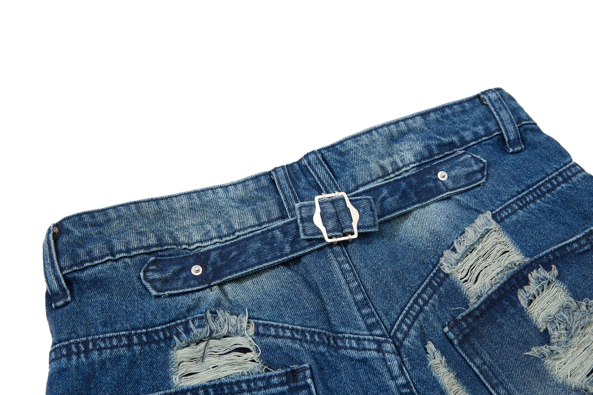 DONOTLOGO Heavy Distressed Wide-Leg Denim | Unisex Y2K Ripped Baggy Jeans | Vintage Blue High Street Oversized Trousers