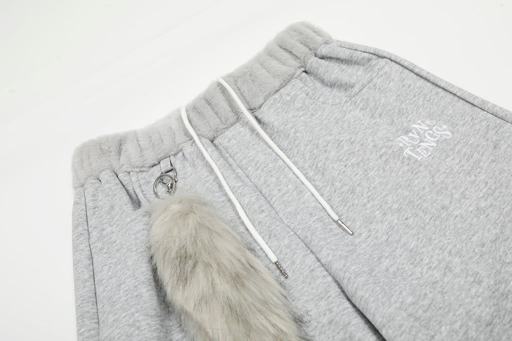 DONOTLOGO Urban Streetwear Collection | Unisex Relaxed Silhouette Sweatpants | Bold Faux Fur Motif & Soft Cotton Knit Fabric