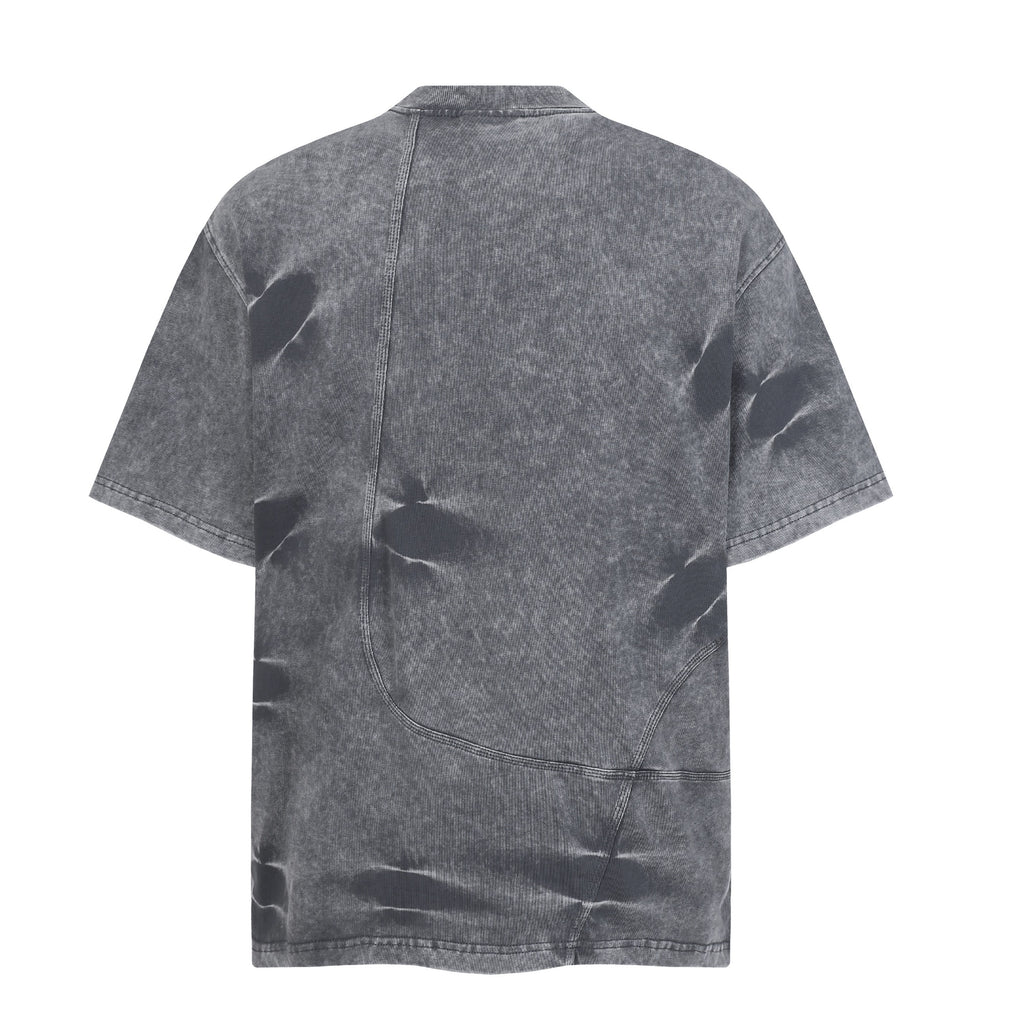 DONOTLOGO Urban Workwear Collection | Unisex Relaxed Fit Tee | Bold Panel Construction & Vintage Wash Motif with Soft Heavyweight Cotton