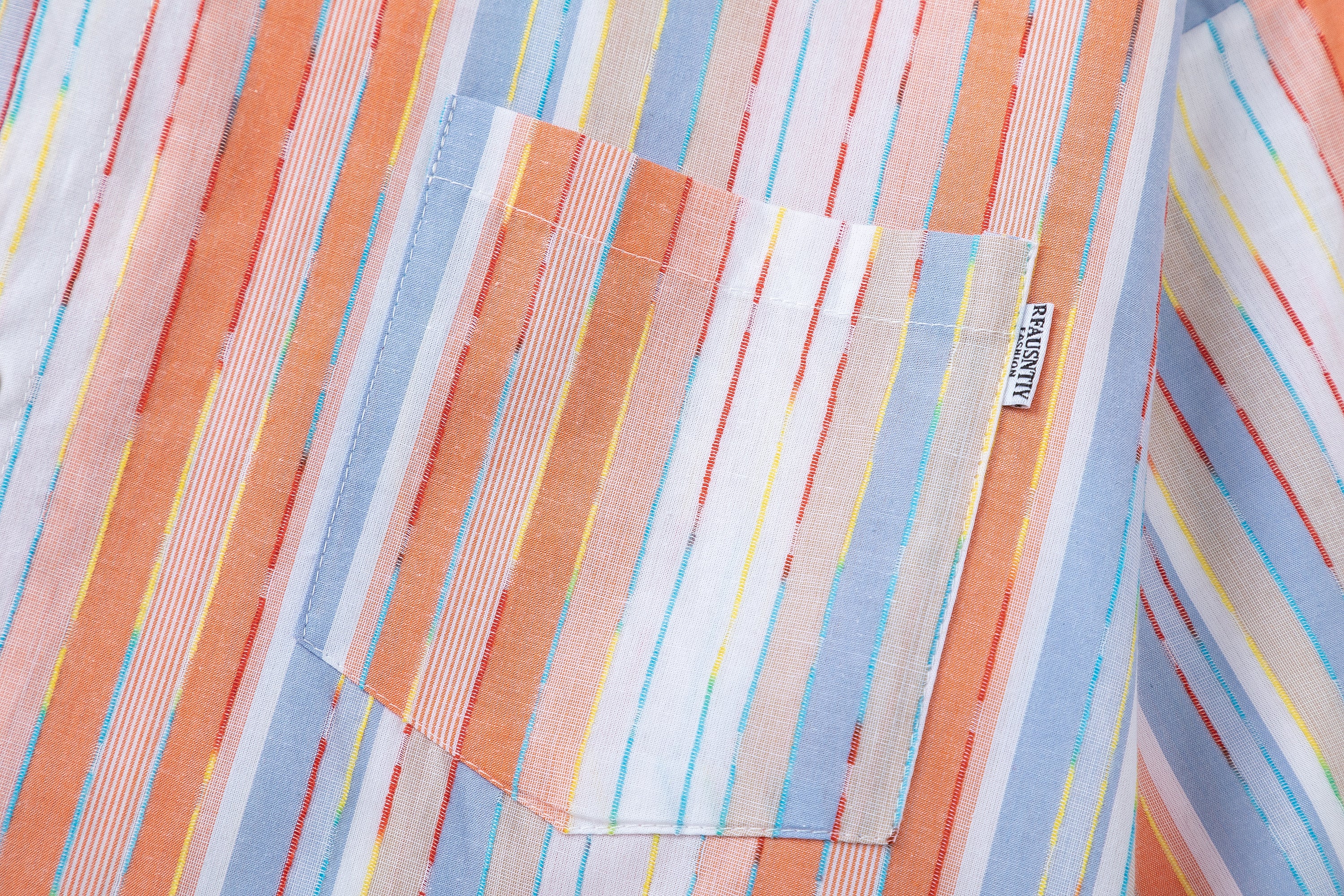 DONOTLOGO “Colorful Summer” Striped Shirt | Orange/Blue/Pink Colorblock | Drop Shoulder, Loose Fit | Summer Street Style Must-Have