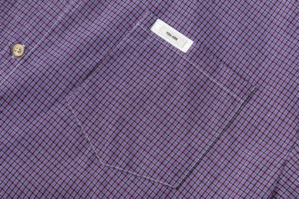 DONOTLOGO Unisex Purple Plaid Shirt & Braided Tie Set | Loose Fit, Vintage Preppy | Summer Essential