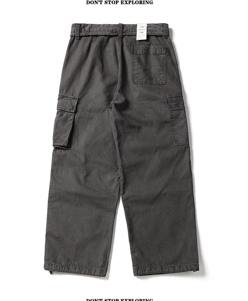 Unisex Solid Color Wrinkled Straight-Leg Casual Pants