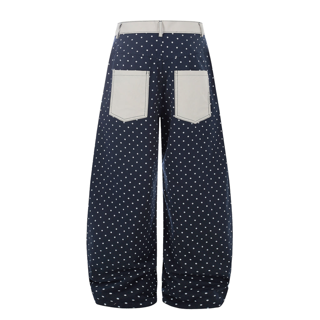 DONOTLOGO Sweet Streetwear Collection | Unisex Relaxed Fit Denim Jeans | Bold Polka Dot Print & Embroidered Pocket Detail with Classic Cotton Denim Fabric