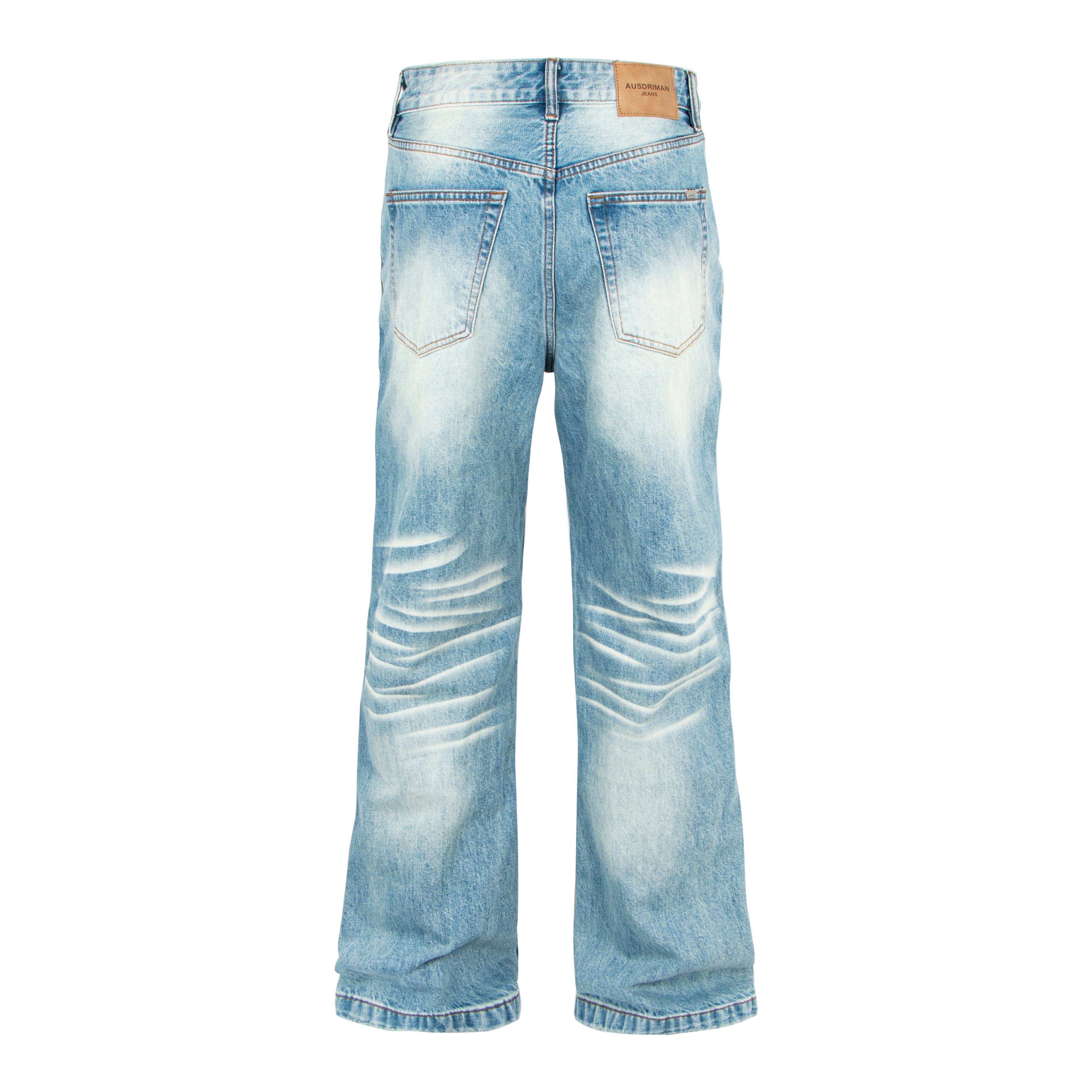 Vintage Distressed Straight-Leg Denim Jeans