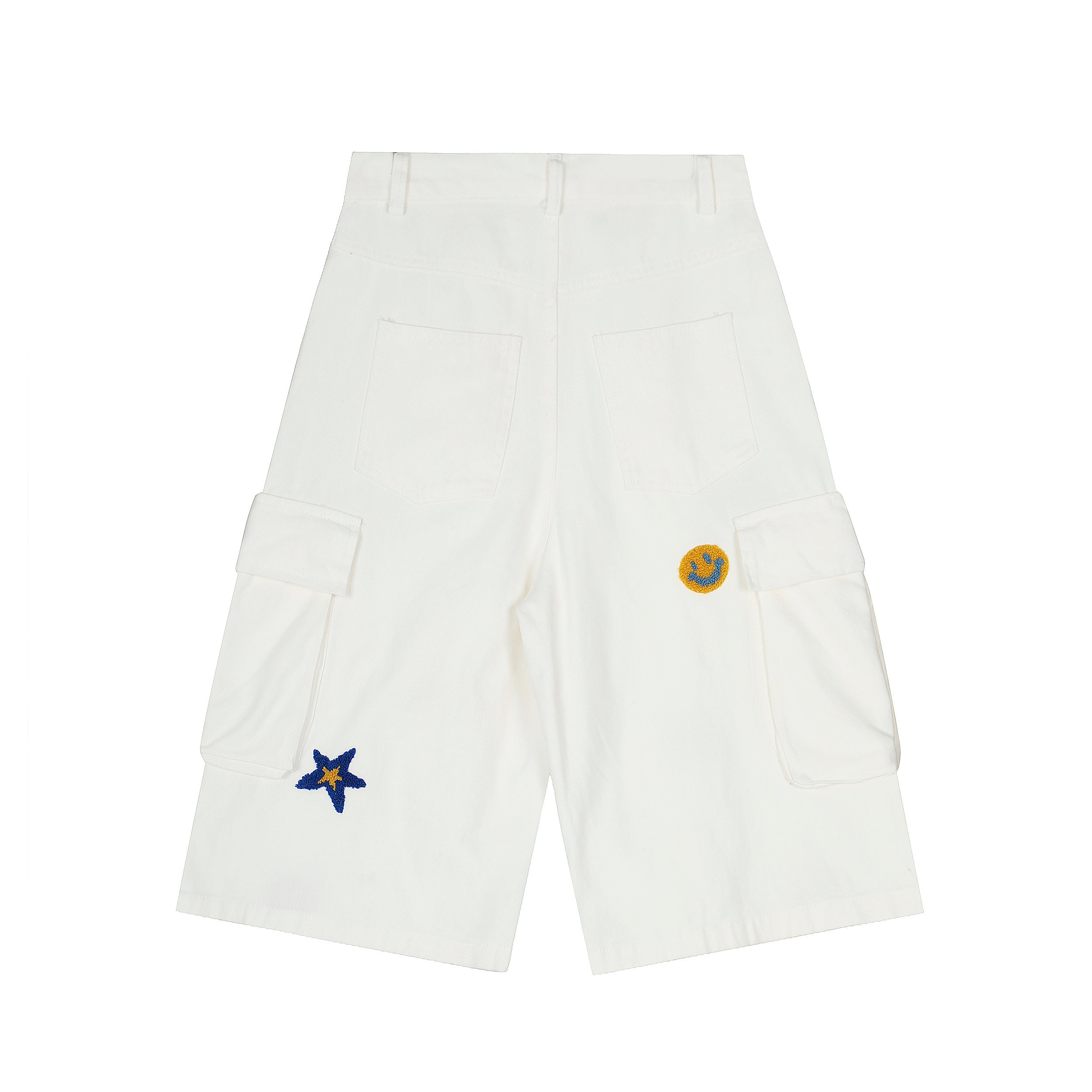 DONOTLOGO Unisex “Stay Childlike” Cargo Shorts | Star, Smiley & Puppy Patches | High-Waist, Multi-Pocket | Summer Streetwear Must-Have