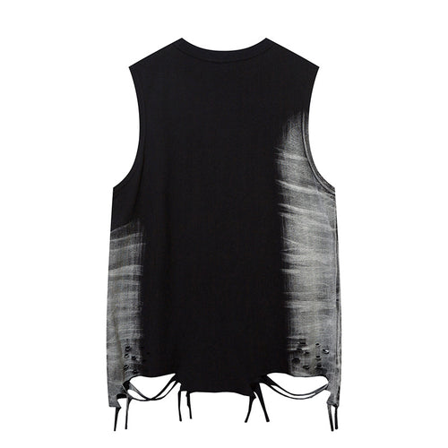 DONOTLOGO Heavy Gradient Washed Sleeveless Tank | Unisex Y2K Oversized Distressed Vest | Vintage High Street Raw Edge Top