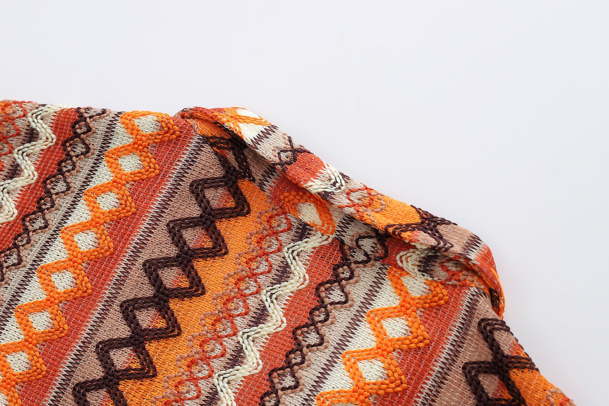 Unisex Ethnic Style Colorblock Knit Cuban Collar Tee