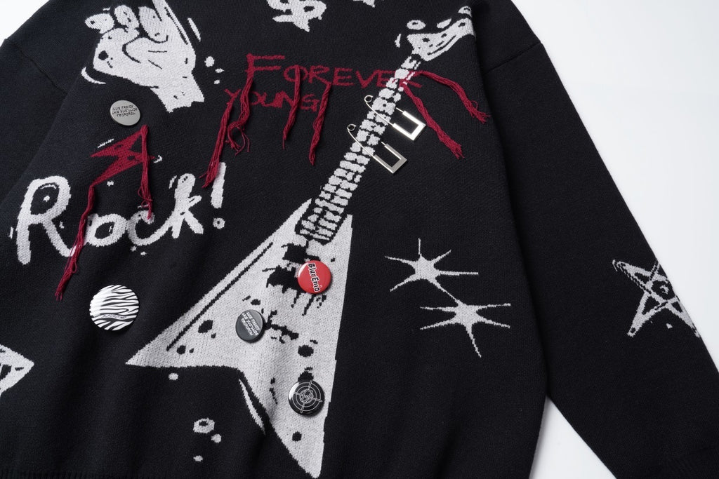 Unisex Punk Graffiti Fringe Sweater