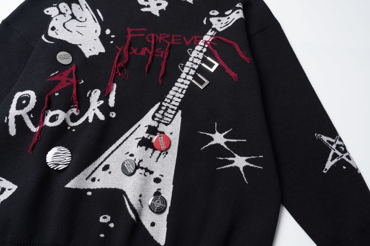 Unisex Punk Graffiti Fringe Sweater