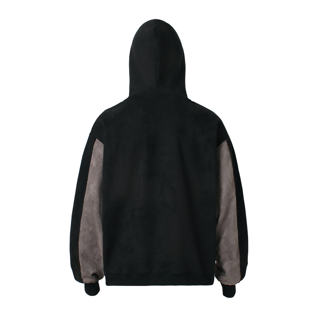Unisex Suede Patchwork Hoodie