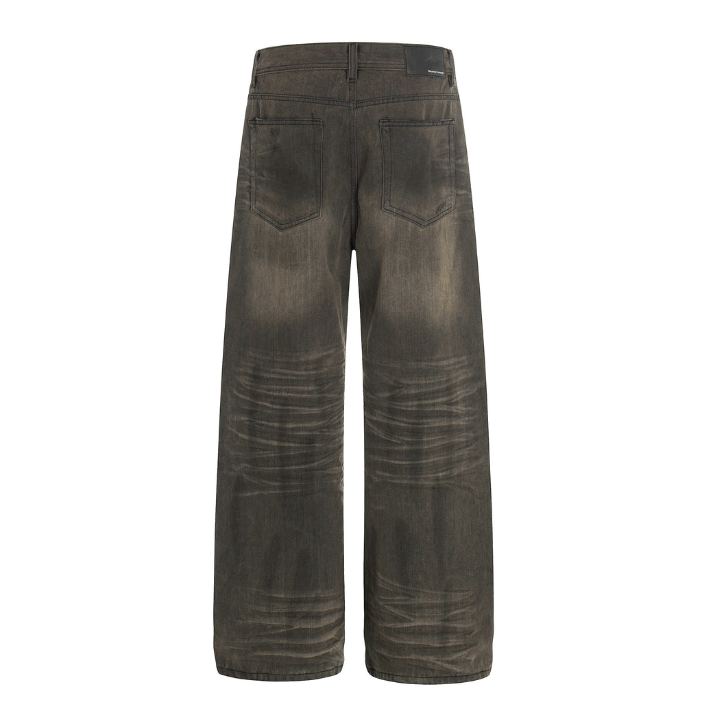 DONOTLOGO Urban Heritage Collection | Unisex Oversized Oil-Washed Denim | Retro Aesthetic High-Rise Wide-Leg Bottoms with Authentic 3D Pleat Detail 设计亮点：