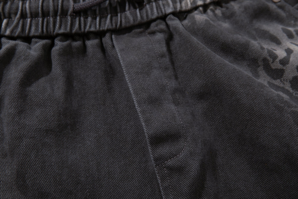 Unisex Trendy Streetwear Leopard-Print Gradient Distressed Curved-Leg Jeans