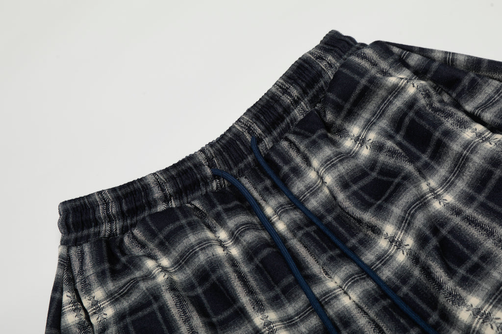 DONOTLOGO Urban Streetwear Collection | Unisex Relaxed Silhouette Plaid Pants | Bold Checkered Motif & Soft Cotton Knit Fabric