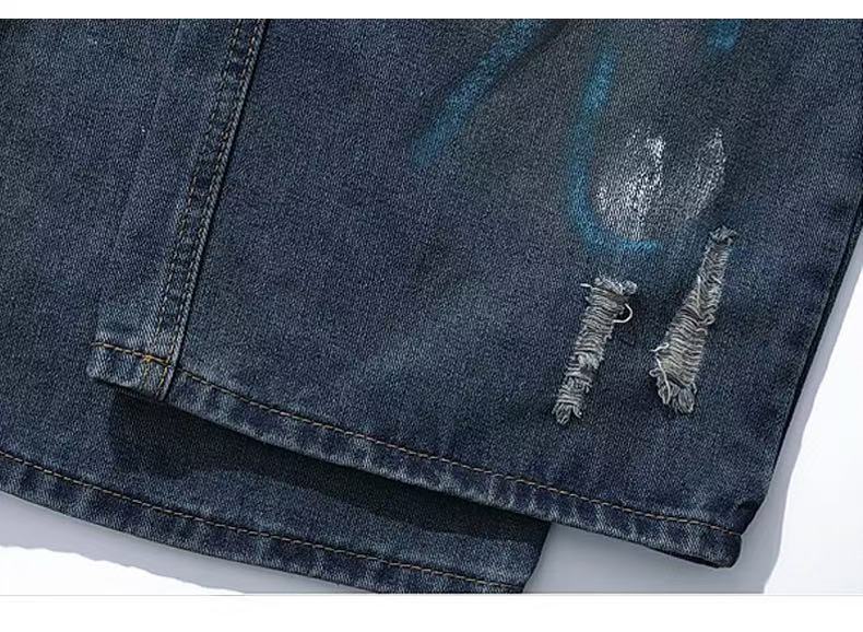 DONOTLOGO "Urban Canvas" Graffiti Jeans - Hand-Painted Distressed Denim with Ripped Knees - Vintage Washed Wide Leg Streetwear Trousers