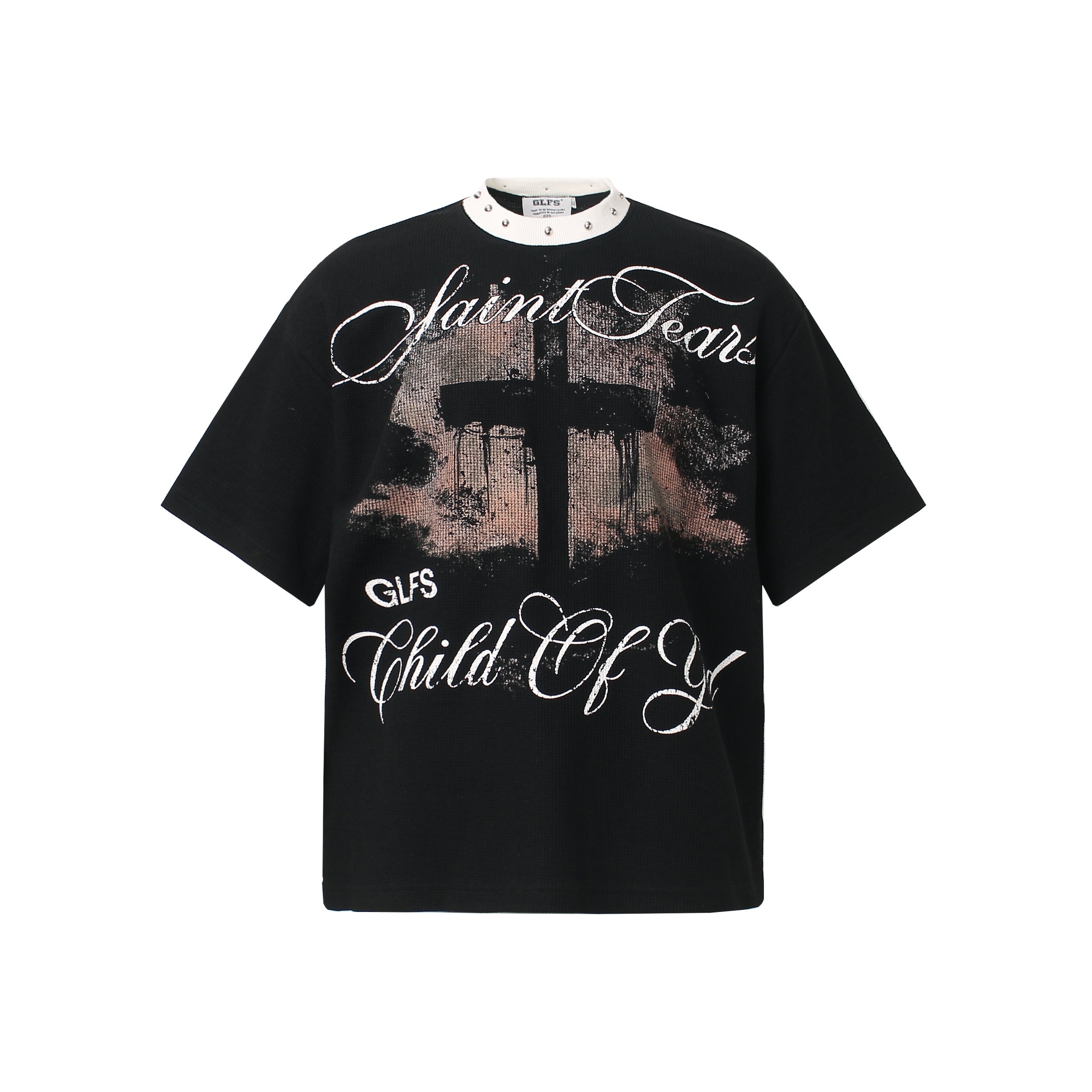 DONOTLOGO Urban Streetwear Collection | Unisex Relaxed Silhouette Tee | Bold Cross Motif & Soft Waffle Knit Fabric