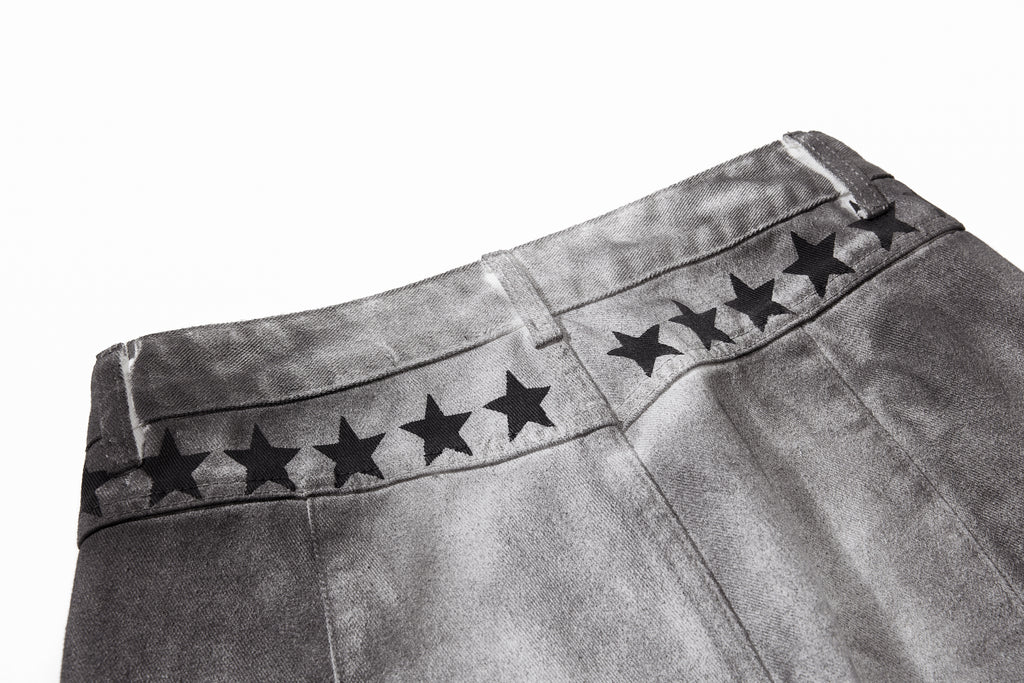 Unisex Vintage Washed Graffiti Paint Denim Jeans