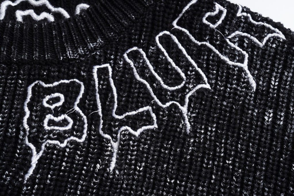 Unisex Vintage Tie-Dye Distressed Knit Letter Sweater