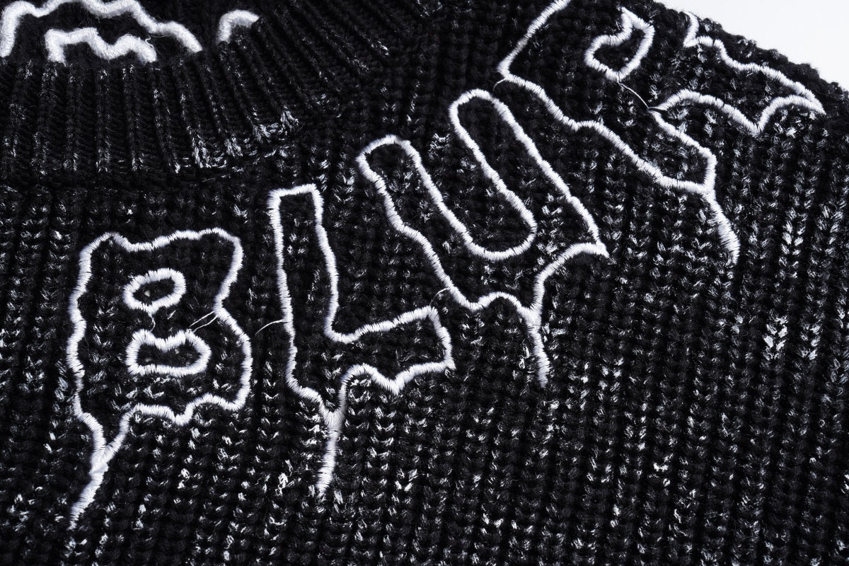 Unisex Vintage Tie-Dye Distressed Knit Letter Sweater