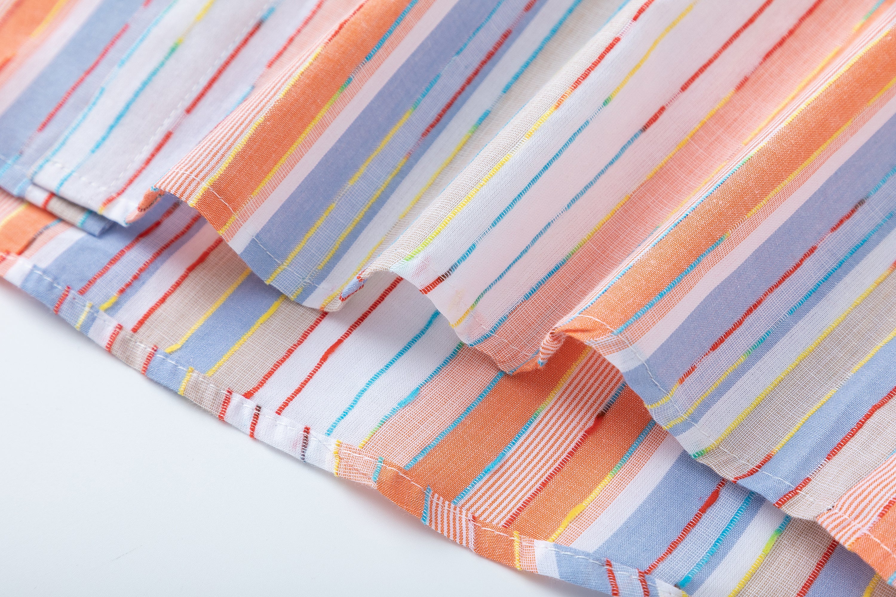 DONOTLOGO “Colorful Summer” Striped Shirt | Orange/Blue/Pink Colorblock | Drop Shoulder, Loose Fit | Summer Street Style Must-Have