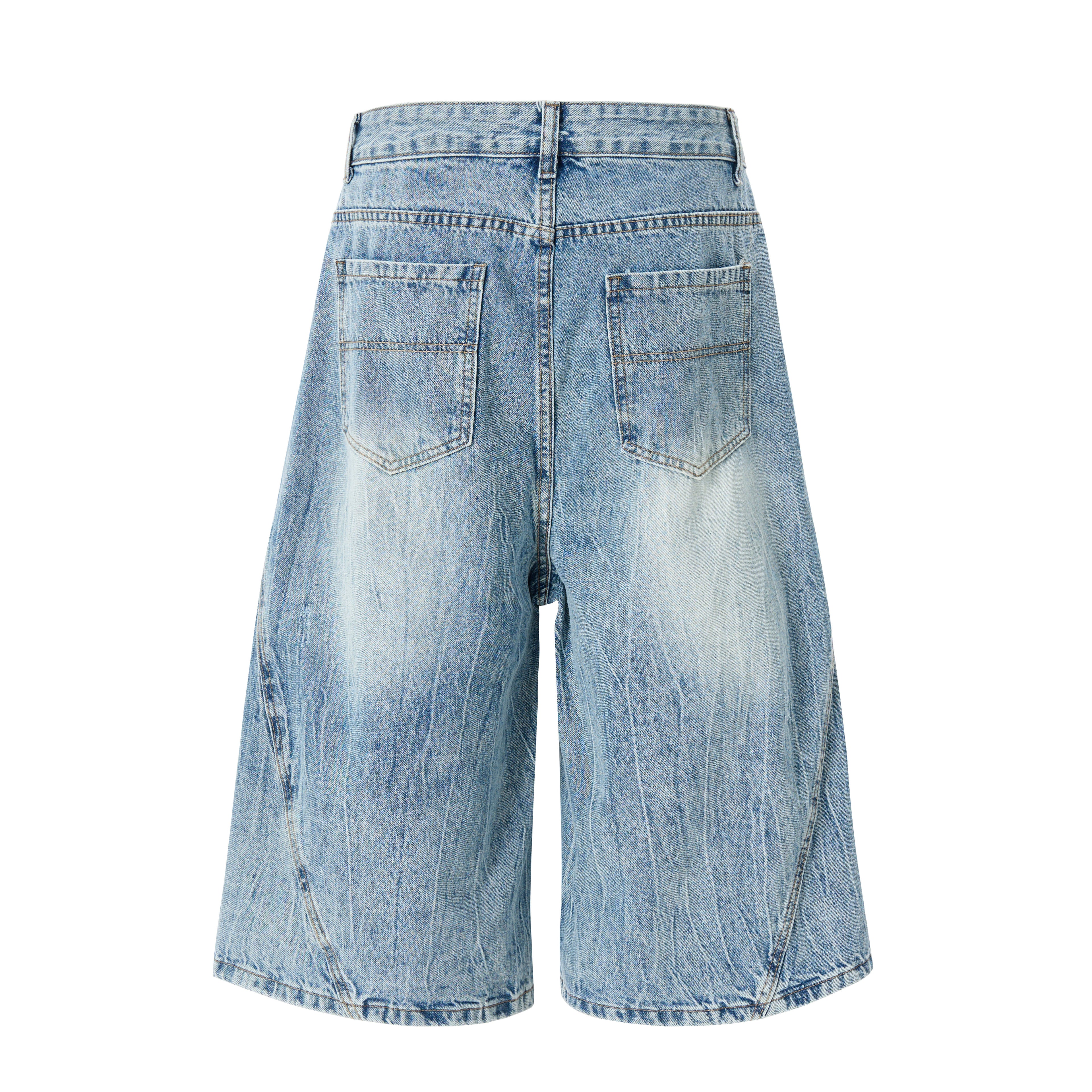 DONOTLOGO Oversized Light Wash Denim Shorts - Unisex Baggy Jorts with Vintage Fade - Edgy Streetwear Bottom with Wide Leg Silhouette & Raw Hem