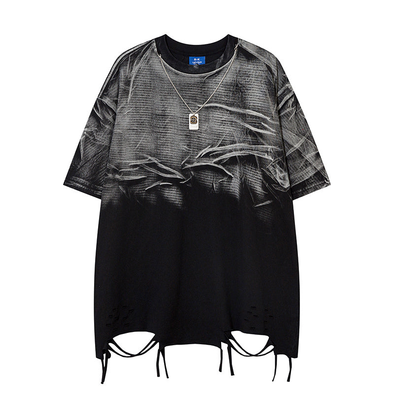 DONOTLOGO Heavy Gradient Washed Sleeveless Tank | Unisex Y2K Oversized Distressed Vest | Vintage High Street Raw Edge Top